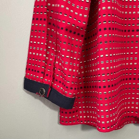 CJ Banks Womens Plus Size 2X Red White Blue Button Up Over Shirt Shacket Country - Picture 5 of 10